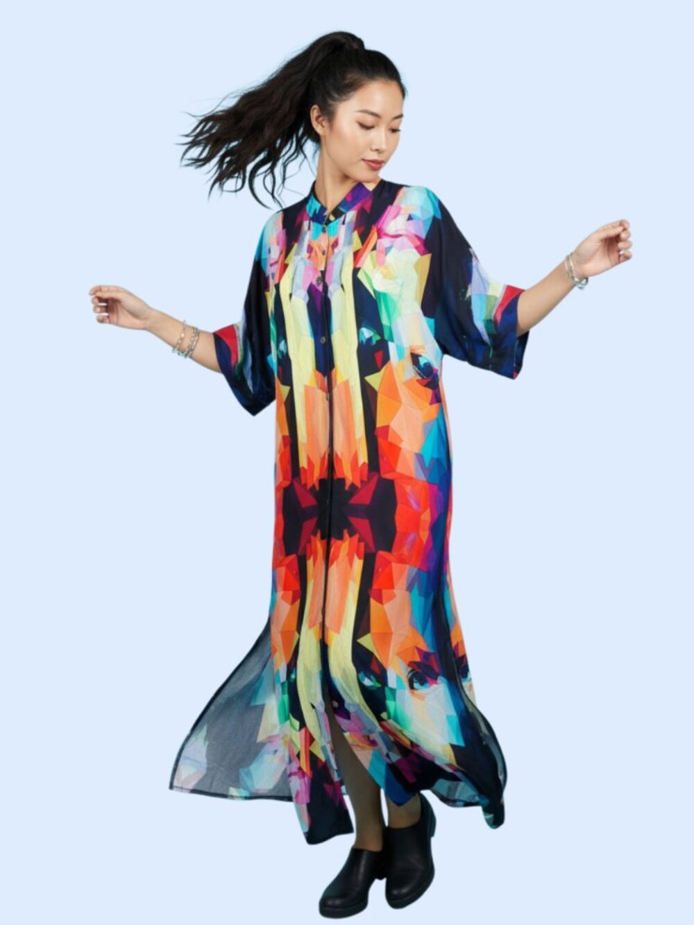 Stillwater the Brand short sleeve shirt dress artistic boho Maxi size 1 size S